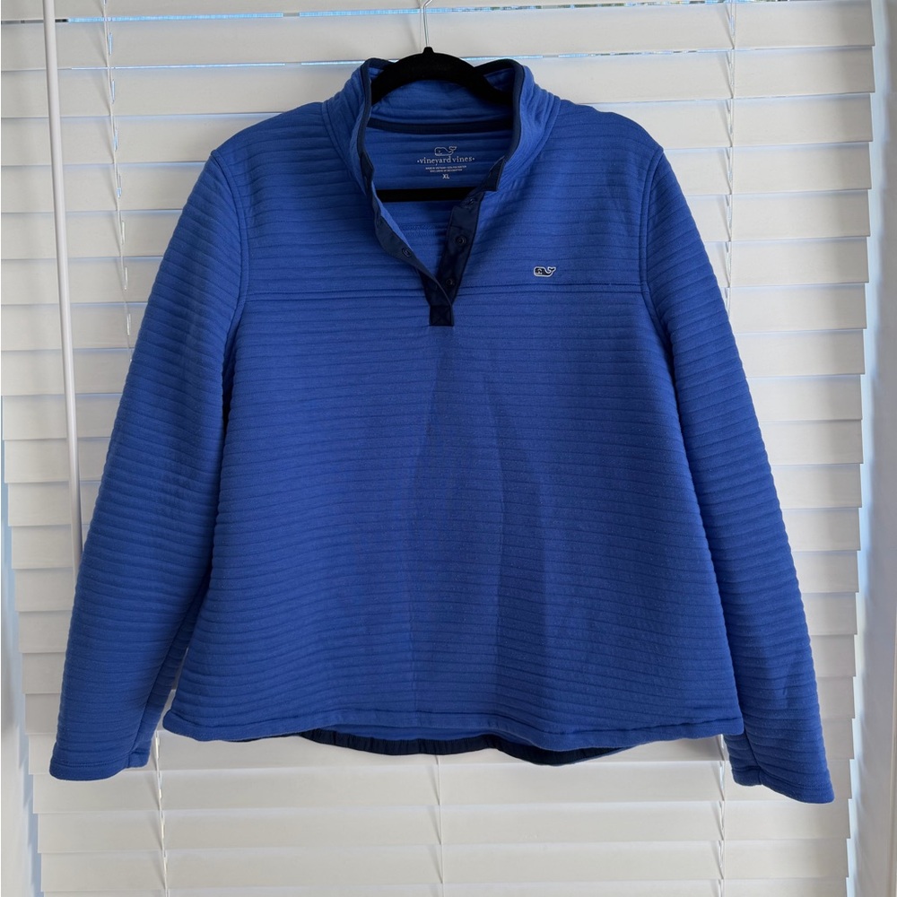 Vineyard Vines Womens 1/4 Snap Quilted Cropped Placket Pullover Sweater
